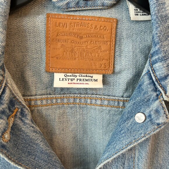 LEVIS Premium Big E Fit Denim Trucker  Jean Jacket Blue Womens XS - Picture 12 of 14